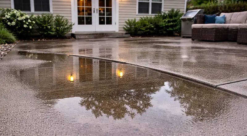 Water settling on patio Water settling on patio