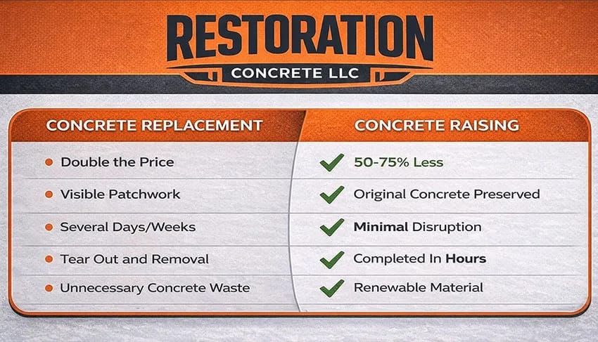 Concrete Replacement vs Concrete Leveling Concrete Replacement vs Concrete Leveling